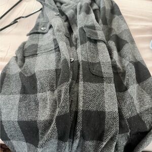 For The Republic Women's Black and Gray Plaid Button Down Shirt